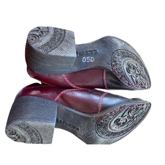 Born Leather Western Booties 8/39 Burgundy Red Stitch Made in Mexico - Picture 4 of 8